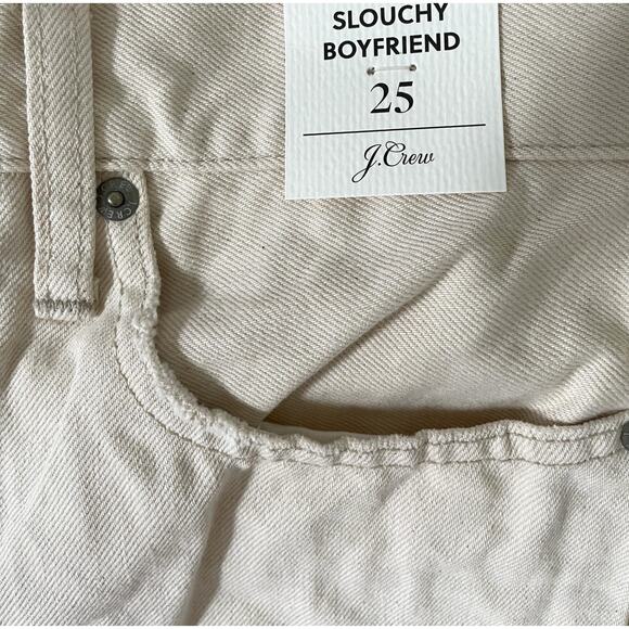 J. Crew High Rise Slouchy Boyfriend Denim Jeans Bone Cream Size 25 NEW - Picture 6 of 7